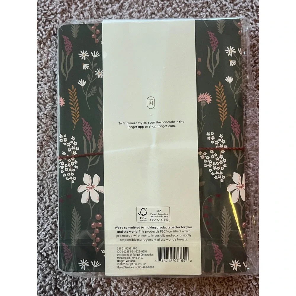 Threshold Floral Journal Set of 3 Lined Notebooks 60 Sheets Each 6x8 Pink Green